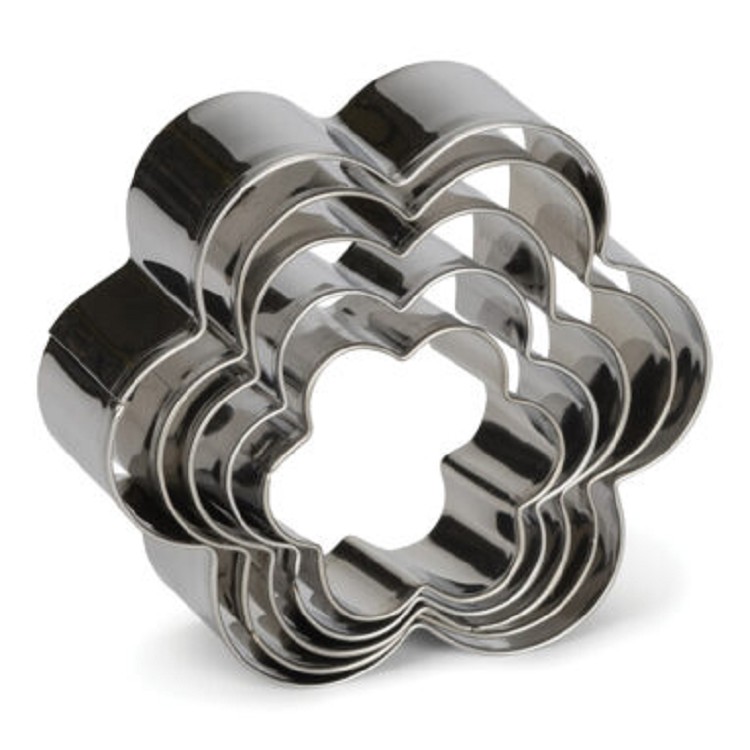 Set uitsteekvormen bloem 5 delig rvs